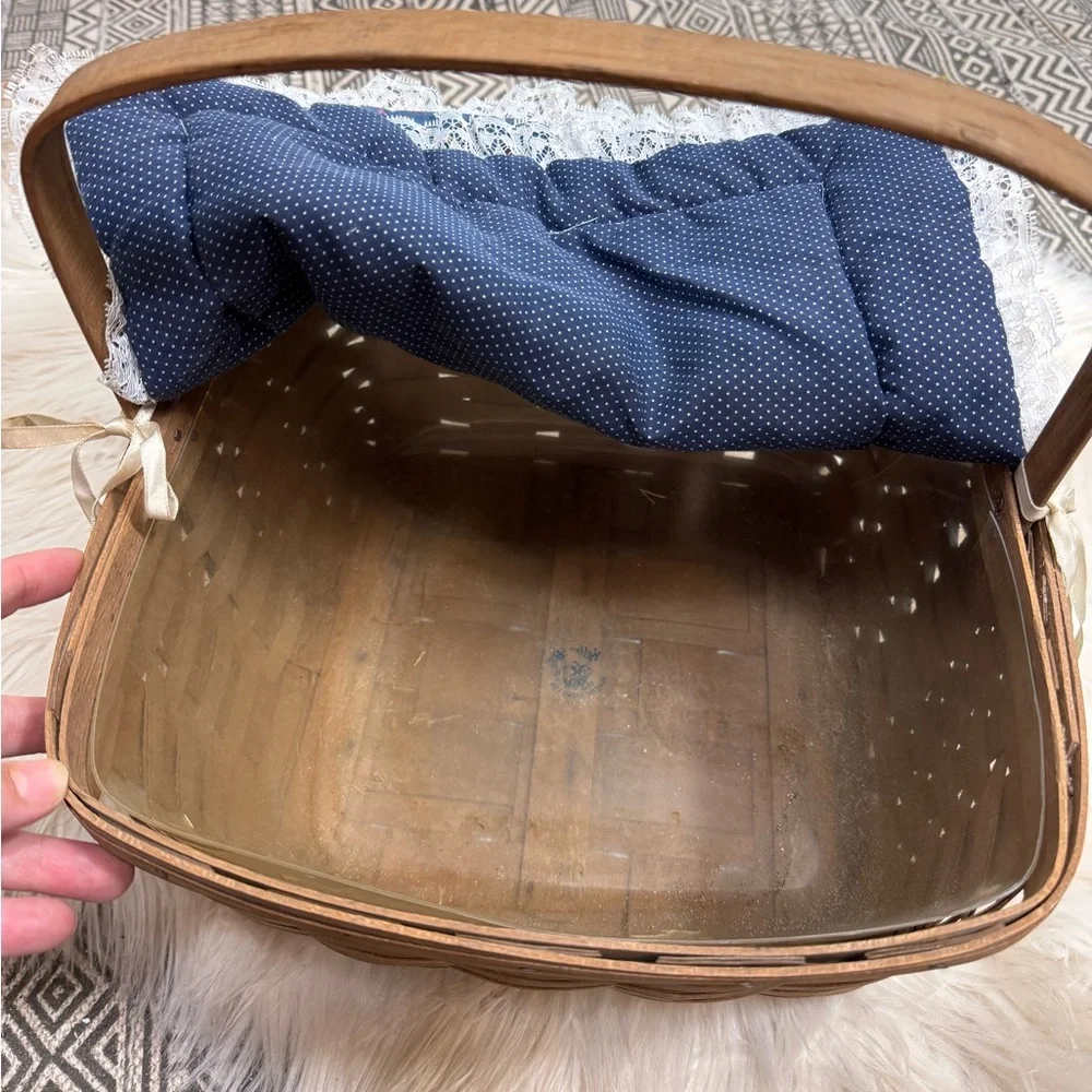 Longaberger Vintage Woven Basket with Patchwork Cover